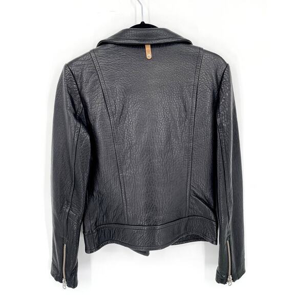 Mackage Black Lisa Pebbled Lambskin Leather Moto Biker Motorcycle Jacket Small - Picture 4 of 10